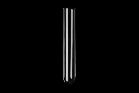 Glass Transparent Test Tube On Black Background