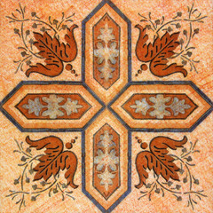 Old decorative sandstone tile background patterns handicraft fro