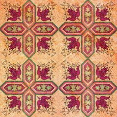 Old decorative sandstone tile background patterns handicraft fro