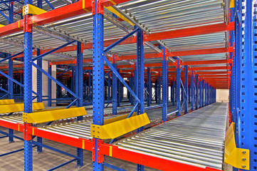 Fototapeta na wymiar Warehouse storage, shelving, metal, pallet racking systems