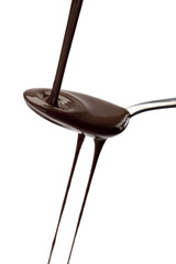 pouring chocolate in a spoon