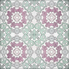 Old ceramic tiles patterns handicraft from thailand In the park