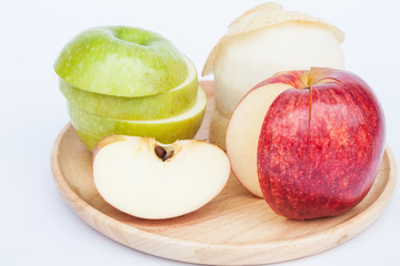 Three different kind of apples on white background