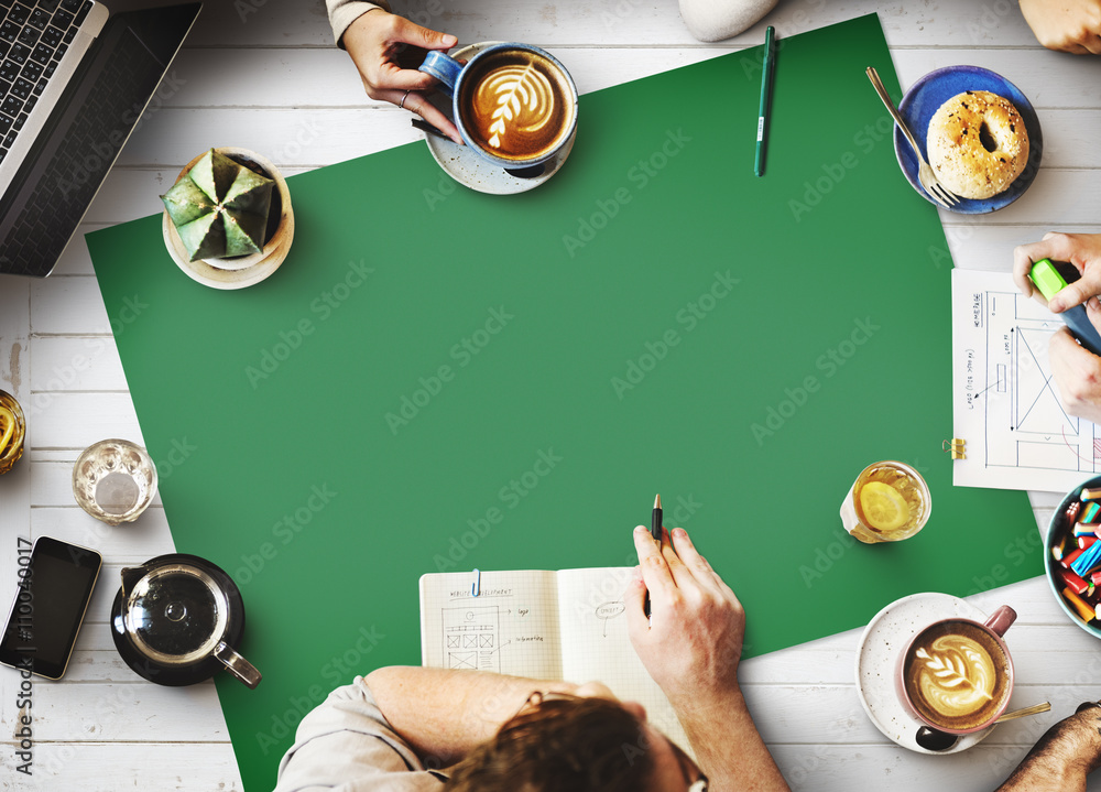 Poster web design team working planning website concept