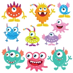 Muurstickers Monster Funny monsters vector illustration 