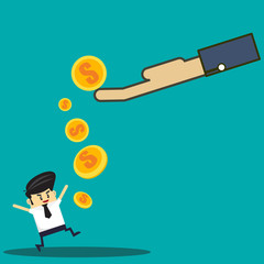 hand throw money to business man, success concept