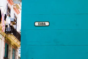 Tuinposter Cuba street in Old Havana (Havana Vieja), Havana, Cuba on April 27, 2016 © anca enache
