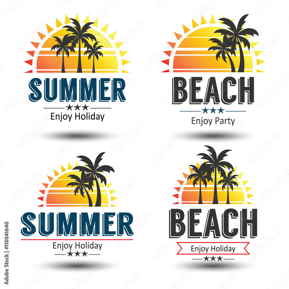 Sticker summer label vector