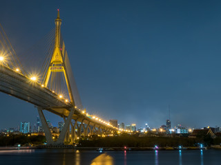Fototapeta na wymiar Industrial ring bridges in Bangkok under twilight sky