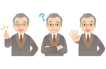 中年男性　ビジネス　表情セット