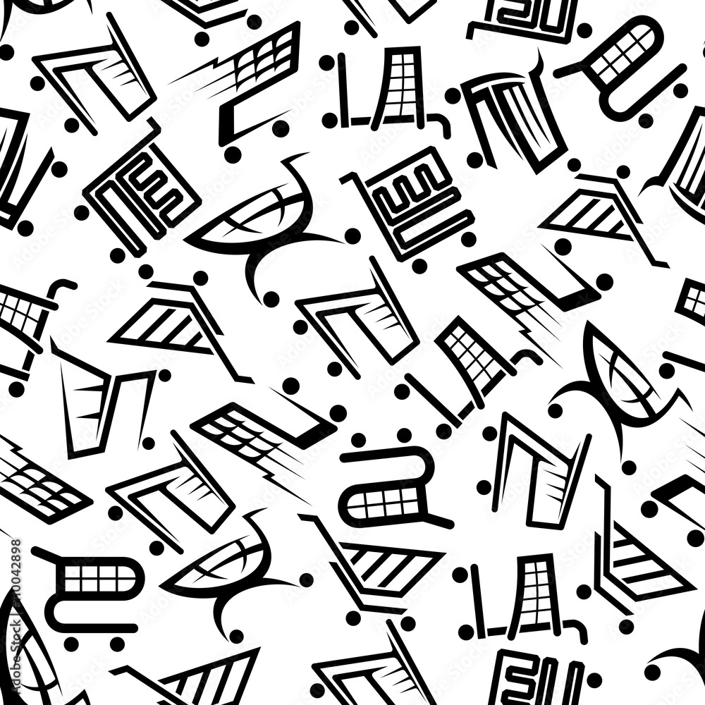 Poster shopping carts seamless pattern for retail design
