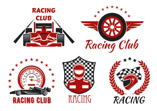 Racing club, motorsport competition icons design