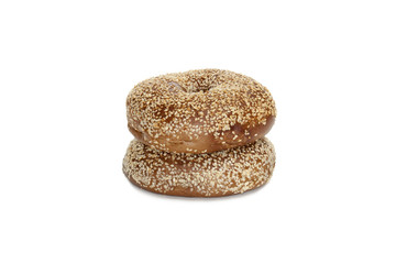 two bagels with sesame seeds
