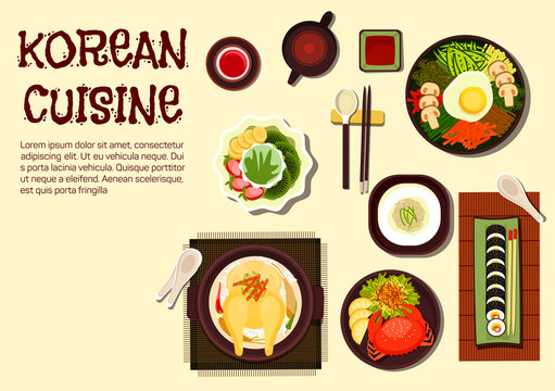 Korean refreshing summer dishes flat icon