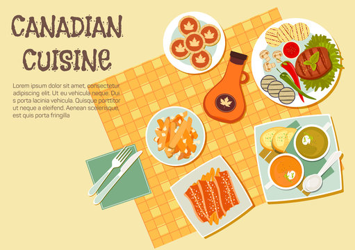 Canadian cuisine dishes for picnic or bbq icon