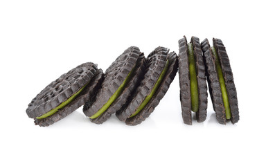 Matcha green tea cookies on white background