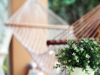 Select focus View of hammock on a sunny summer day

