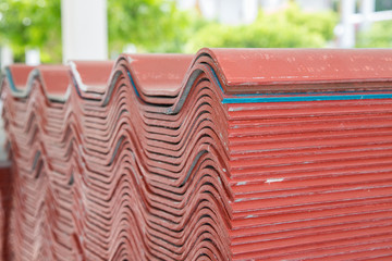 Details of roof tiles in construction site