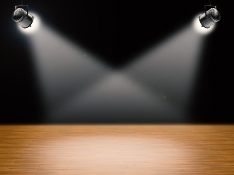 blank stage with shining lights