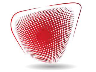 Abstract red halftone effect on silver background