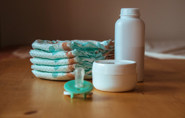 Set of accessories for baby disposable diapers, things for child care