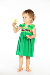 Little girl in a green dress