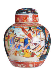 Traditional ginger jar isolated on a white background with clipping path