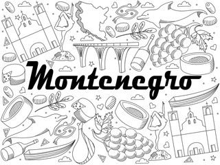 Montenegro coloring book vector illustration