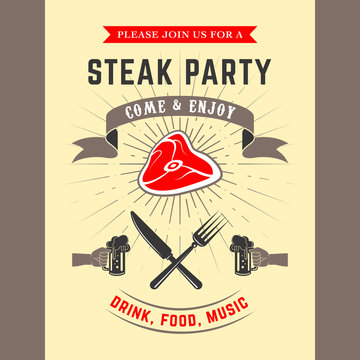 Steak party invitation card