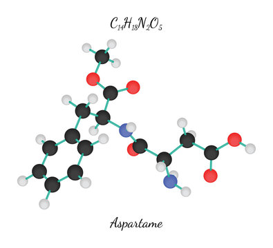 C14H18N2O5 Aspartame Molecule