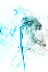 Abstract blue smoke from aromatic sticks.