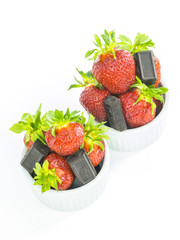 red strawberries in dessert cups