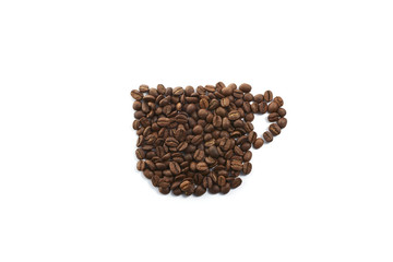 コーヒー豆でコーヒーカップ