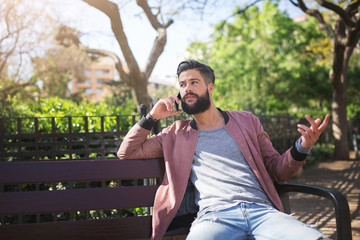 Talking and gesticulating