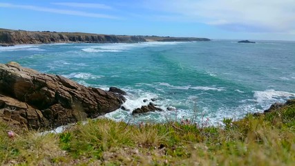 View of the cliff of Cote sauvage Bretagne France