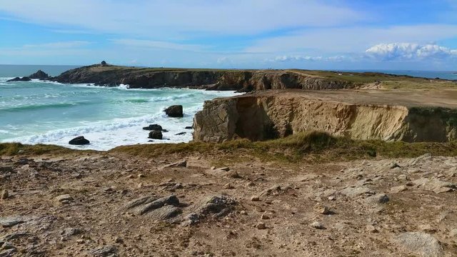 View of the cliff of Cote sauvage Bretagne France