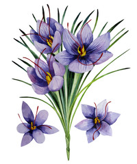 Obraz na płótnie Canvas Watercolor saffron flowers