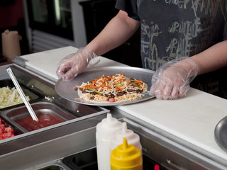 chef making burrito.