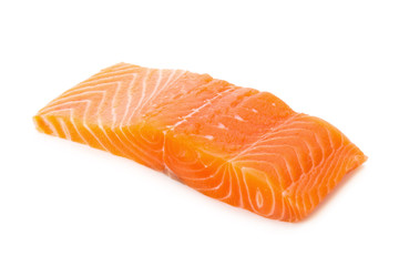 salmon fish fresh meat slice isolated on white background