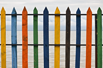 Colorful wooden fence