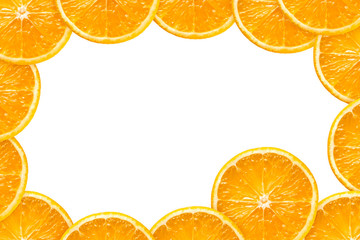 Orange slice frame on isolated background
