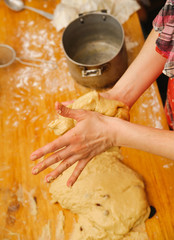 prepare meal food. modelling dough in hands