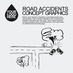 Road accident. The car crashed incident.