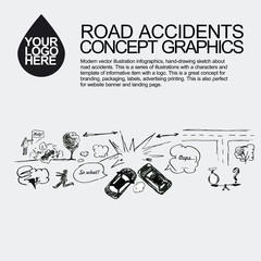 Road accident. The car crashed incident.