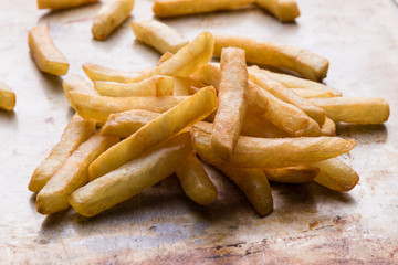 fries on steel plate