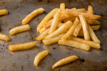 fries on steel plate
