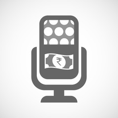 Isolated mic icon with  a rupee bank note icon