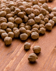 chickpeas on wooden table