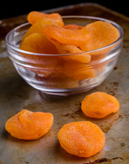 dried peach on steel plate