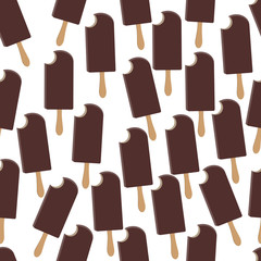 Ice cream seamless pattern. Popsicle seamless pattern. Bitten popsicle. Vector.